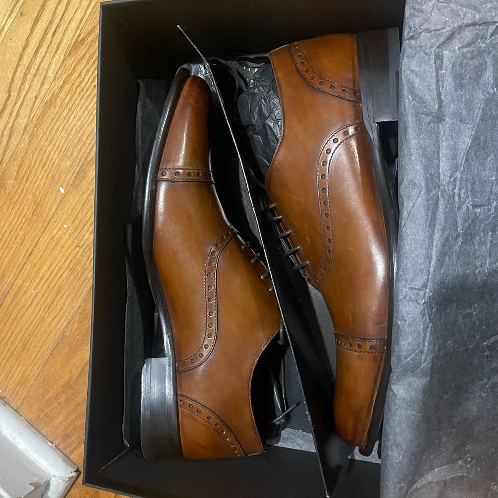Paul Evans Tan/Brown Leather Shoes Sz 9.5 - Picture 4 of 15